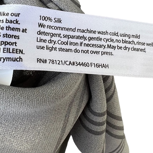 EILEEN FISHER ASH PLAID PRINTED SILK SCOOP NECK TUNIC, Size S - Picture 5 of 5